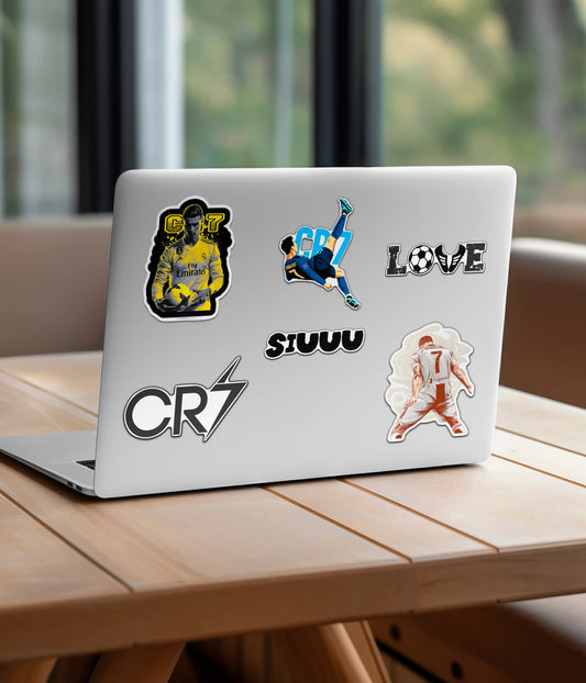 Cristiano Ronaldo CR7 Football Stickers Pack on Laptop Back - Everanta