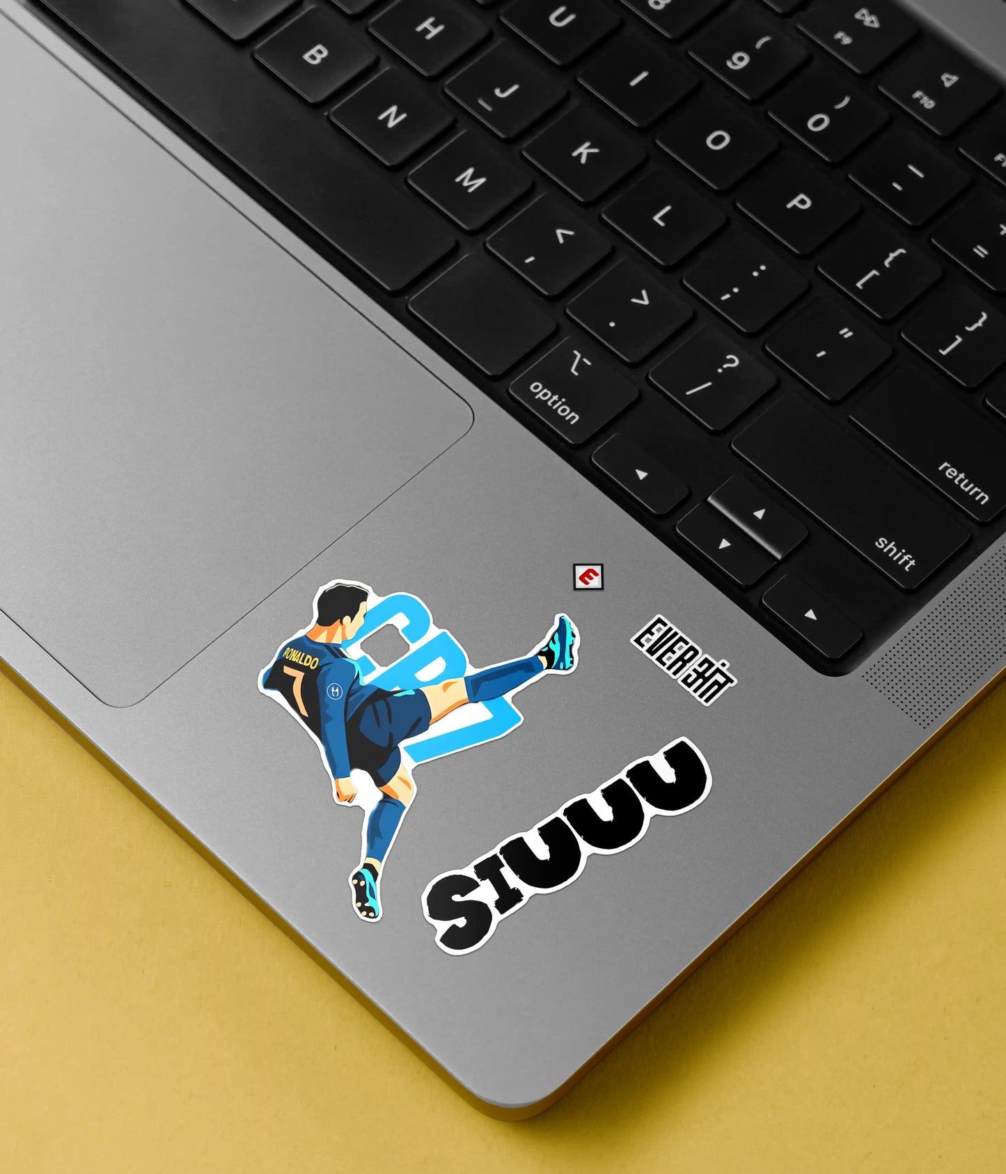 Cristiano Ronaldo CR7 Football Stickers Pack on Laptop Front - Everanta