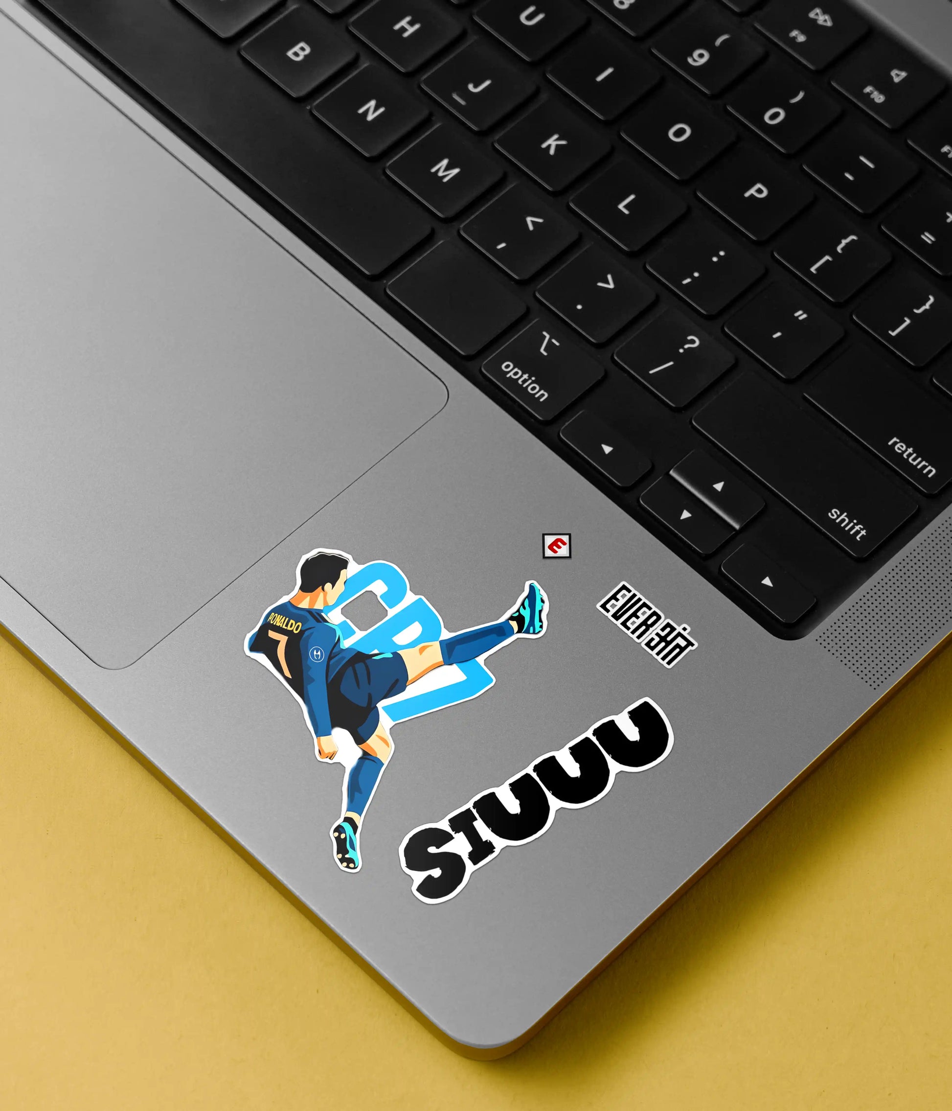 Cristiano Ronaldo CR7 Football Stickers Pack on Laptop Front - Everanta