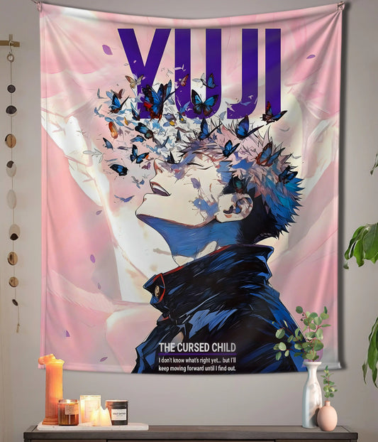 Cursed Bloom – Yuji Anime Wall Tapestry Main Image - Everanta