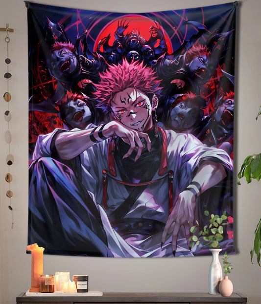 Cursed King Sukuna Anime Wall Tapestry Main Image - Everanta