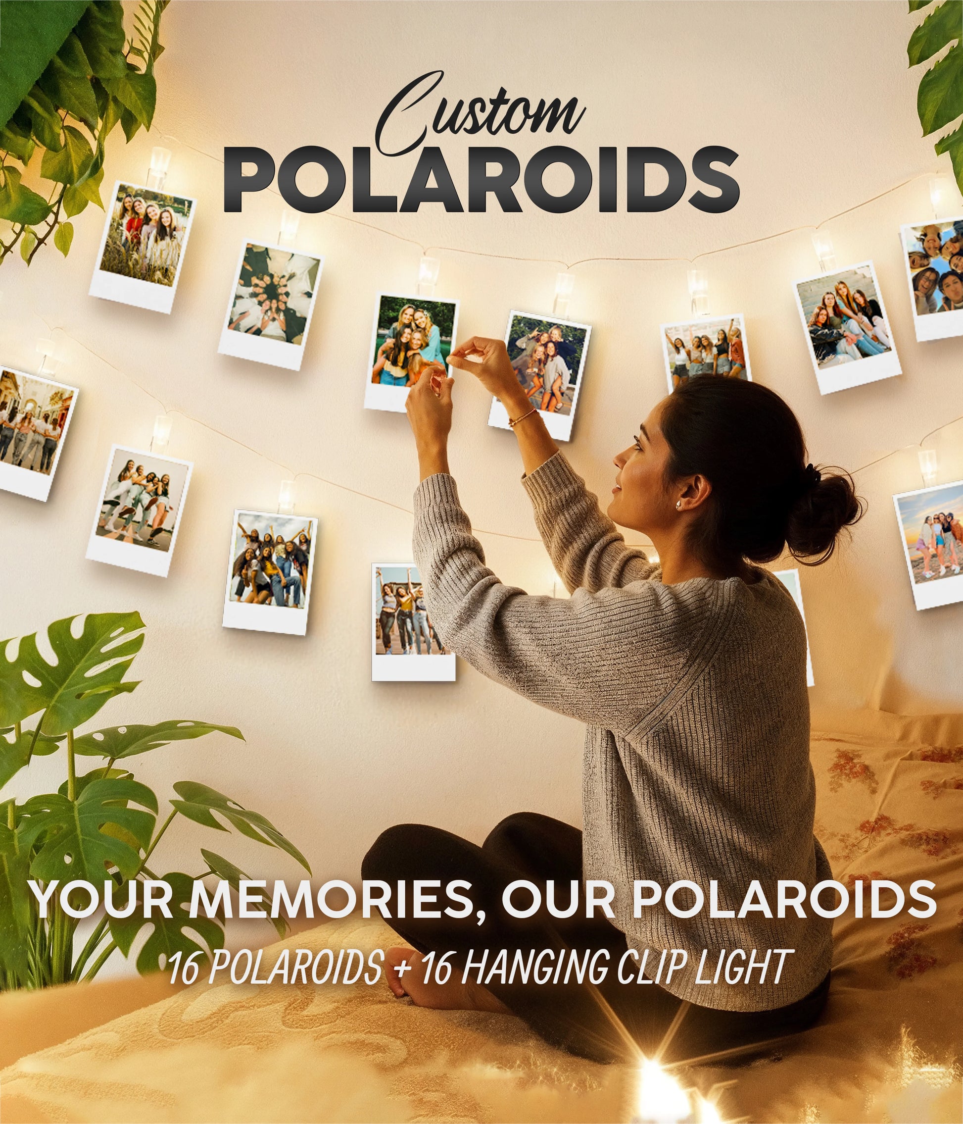 Custom Polaroid Prints – Retro Photo Prints Hanging In Bedroom - Everanta