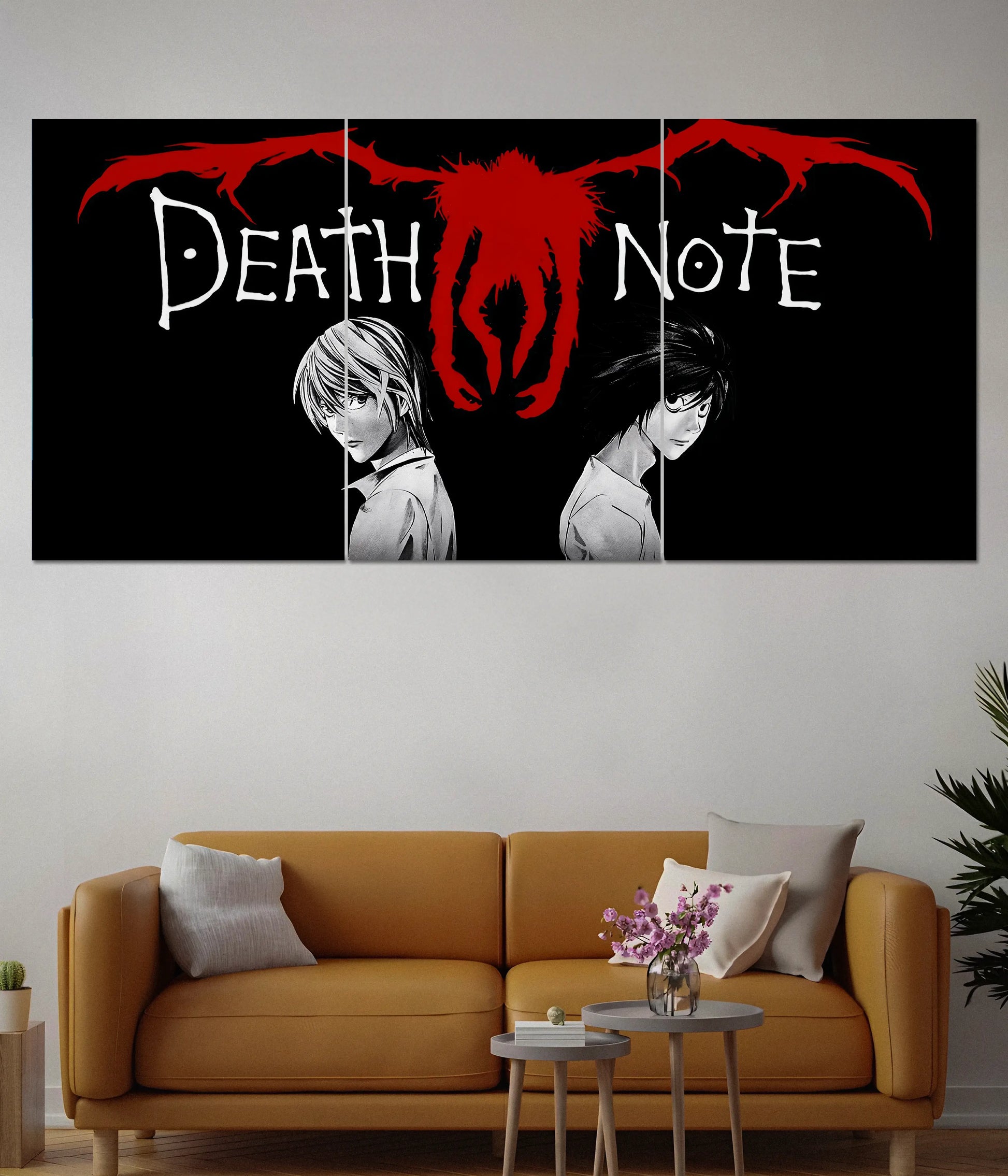 Death Note Split Wall Poster – Anime Art of Light & L Showdown - Everanta