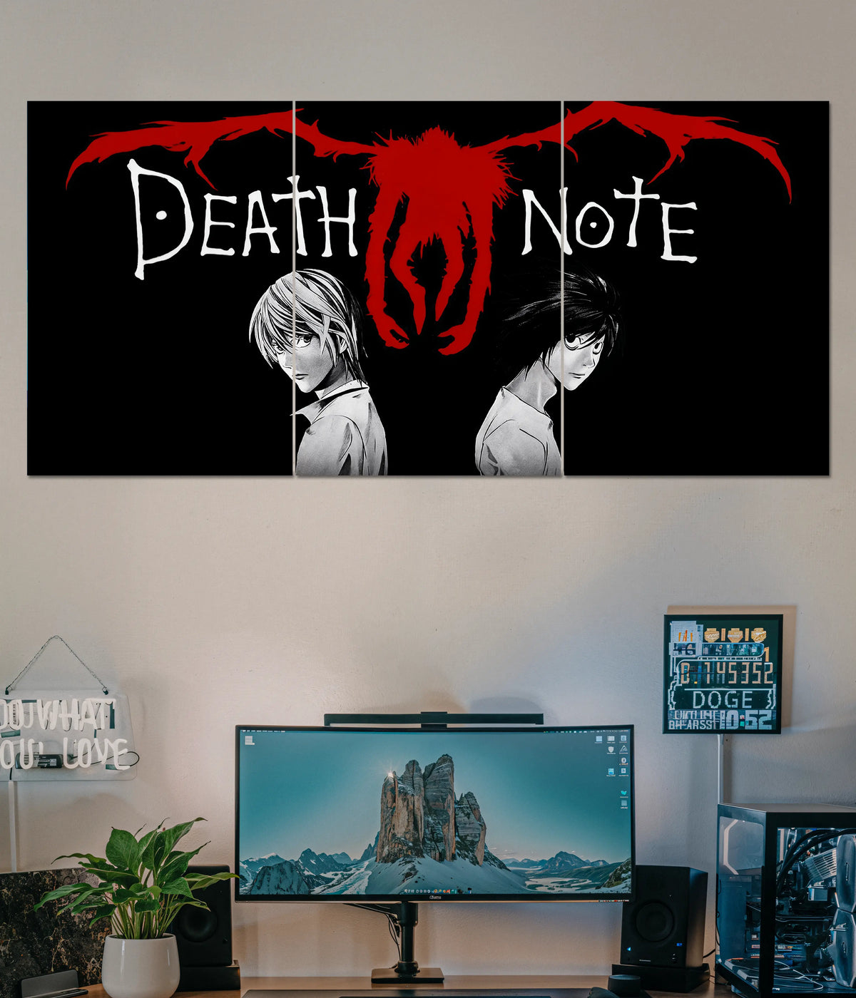 Death Note Split Death Note Split Wall Poster – Light & L Anime Art | Everanta