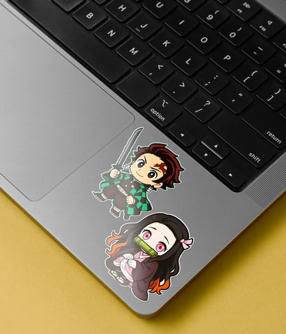 Demon Slayer Chibi Characters Sticker on Laptop Front - Everanta