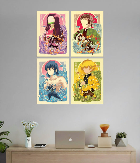 Demon Slayer Elements 4-Piece Poster Set Main Image - Everanta