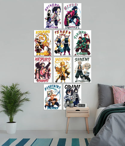 Demon Slayer Hashira Poster Set – 10-Piece Anime Wall Collection Main Image - Everanta