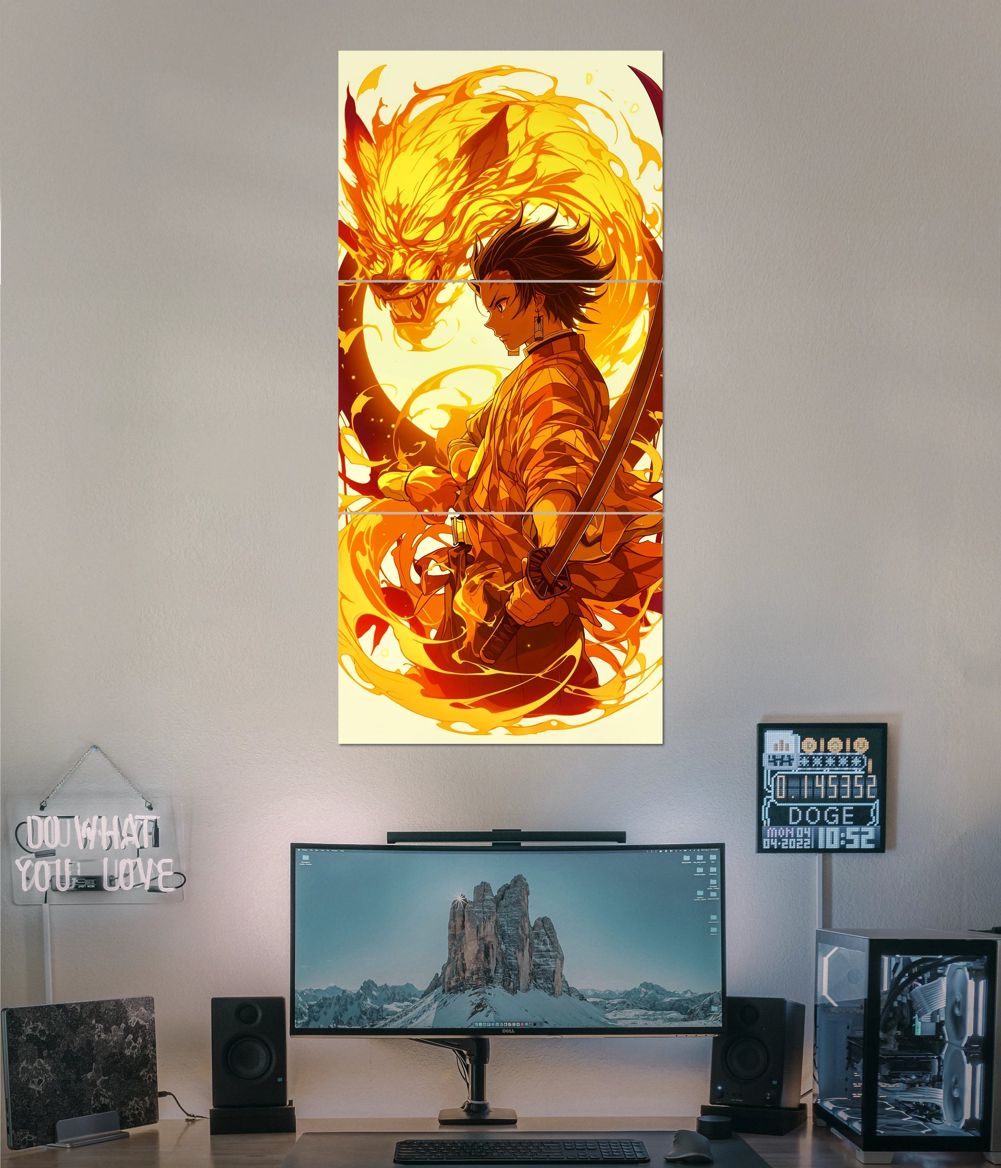 Demon Slayer Zenitsu with Thunder Dragon – Anime Split Poster Main Image - Everanta