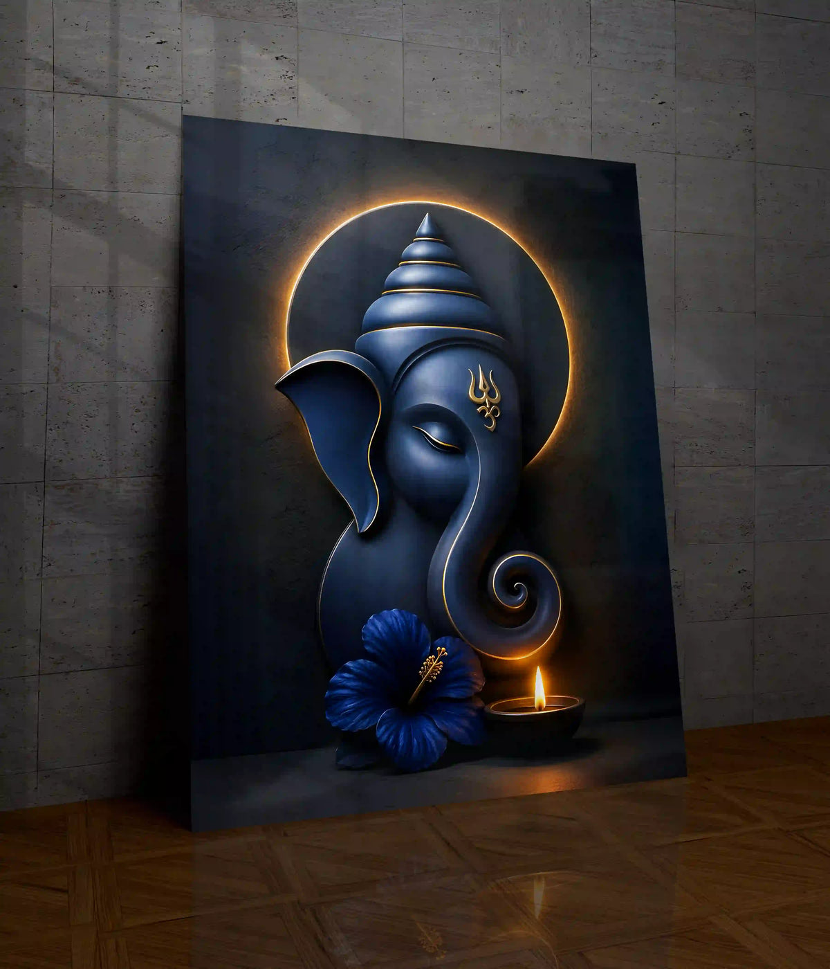 Divine Blue Ganpati - Lord Ganesha Metal Poster Main Image  - Everanta