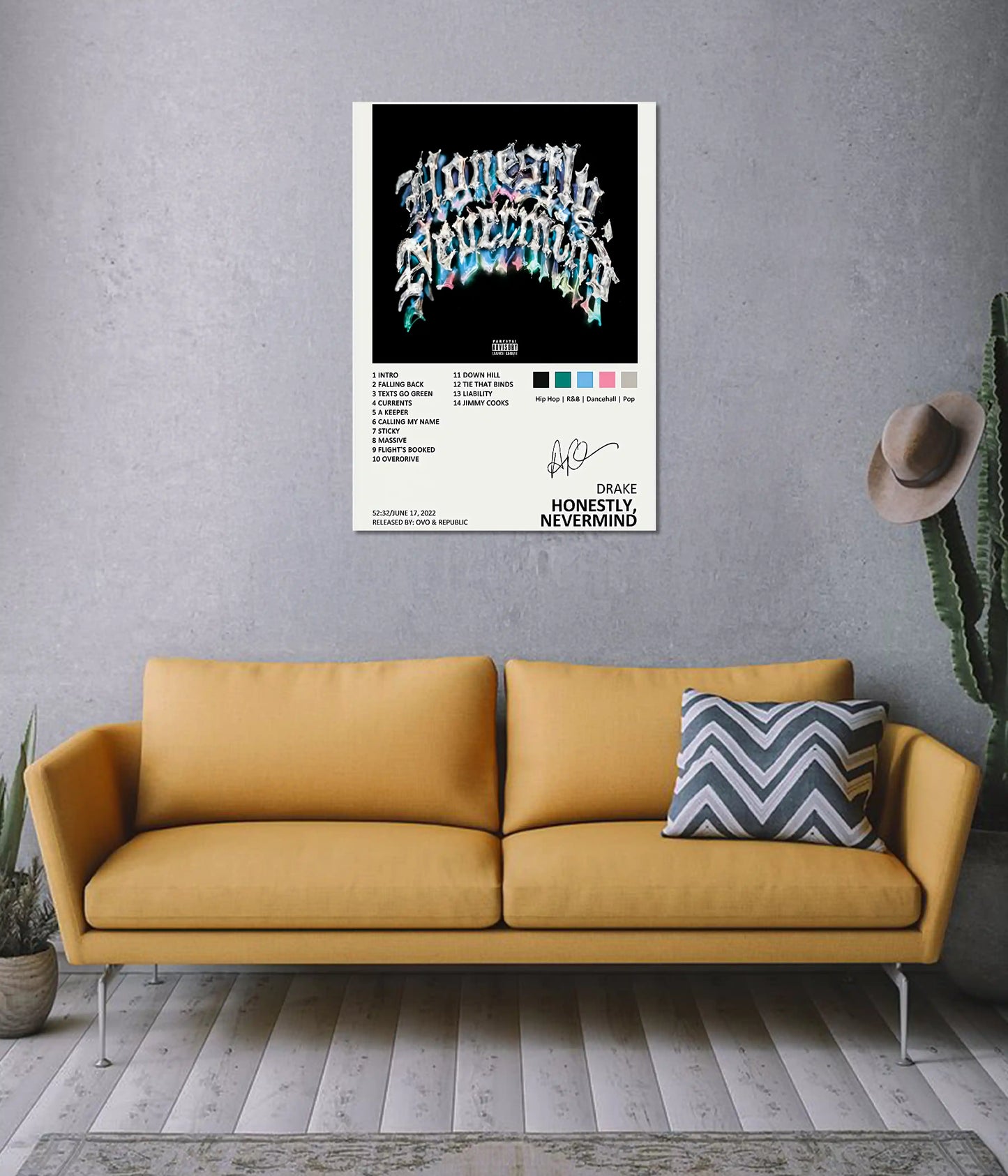 Drake – Honestly, Nevermind Album Poster on Wall - Everanta