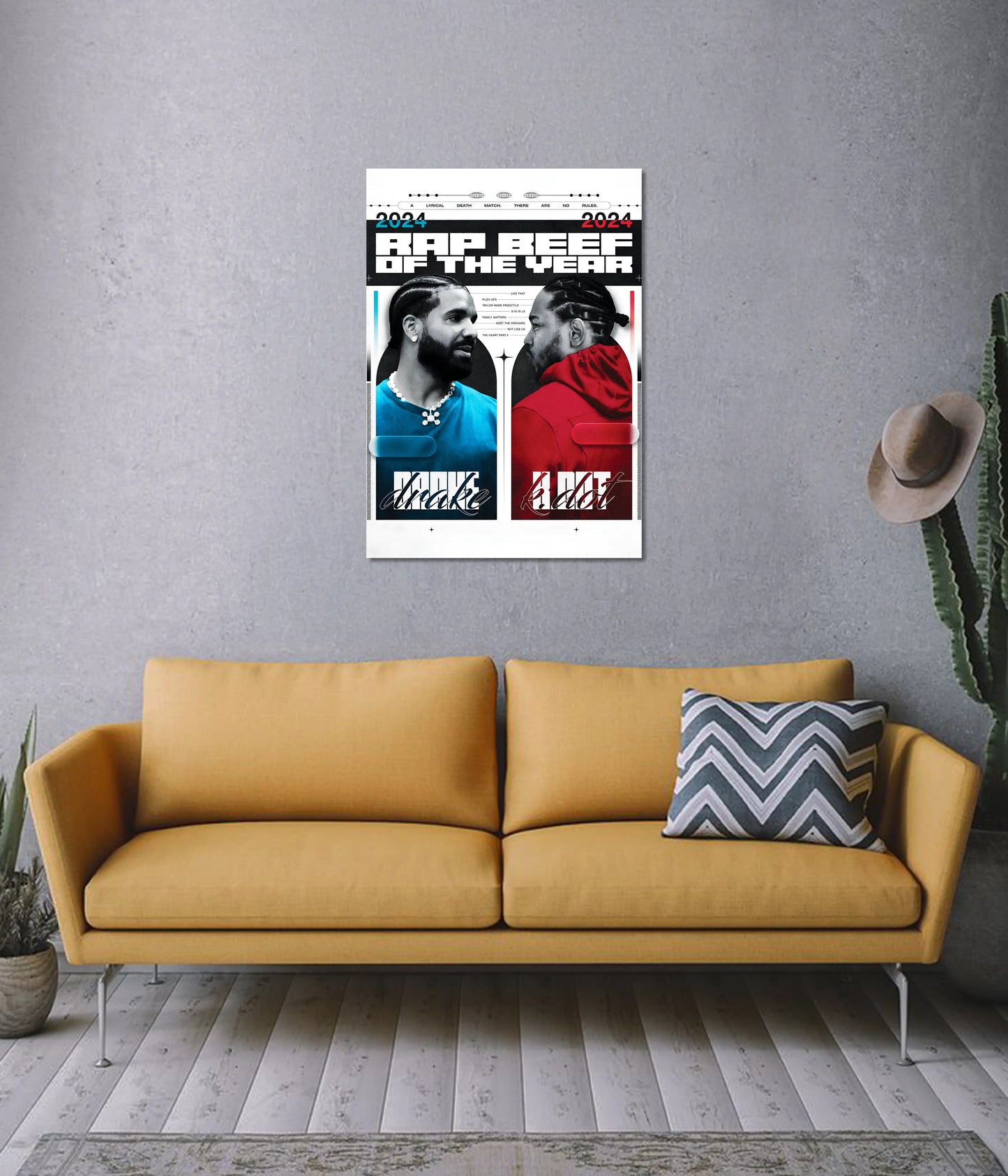 Drake vs Kendrick Lamar – Rap Beef of the Year 2024 Wall Poster - Everanta