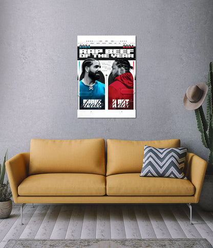 Drake vs Kendrick Lamar – Rap Beef of the Year 2024 Wall Poster - Everanta