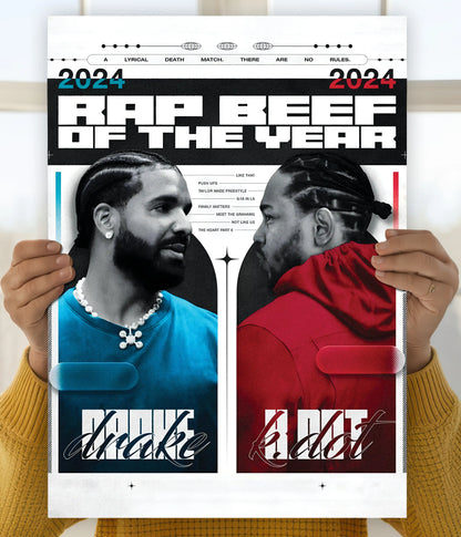 Drake vs Kendrick Lamar – Rap Beef of the Year 2024 Wall Poster Main Image - Everanta