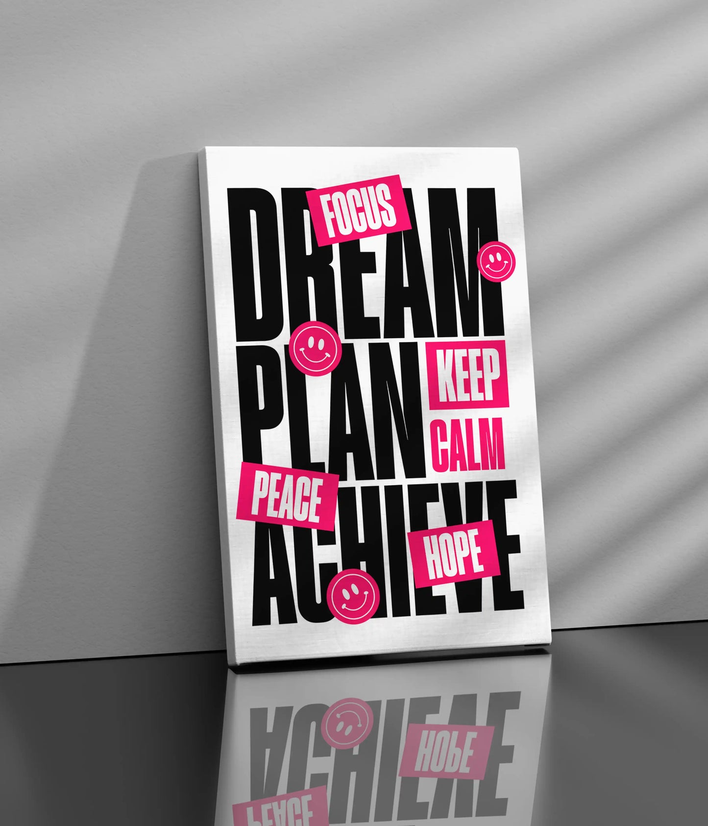 Dream. Plan. Achieve. – Motivation Canvas Print Side Look - Everanta