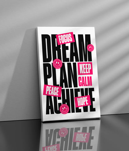 Dream. Plan. Achieve. – Motivation Canvas Print Side Look - Everanta