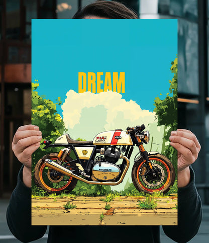 Dream Ride – Cafe Racer Motorcycle Wall Poster Main Image - Everanta
