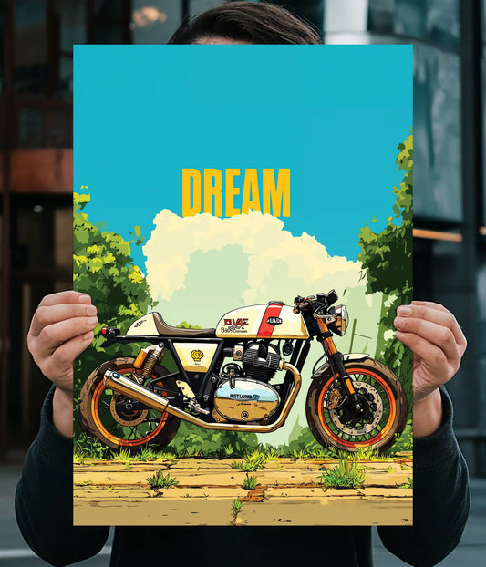 Dream Ride – Cafe Racer Motorcycle Wall Poster Main Image - Everanta