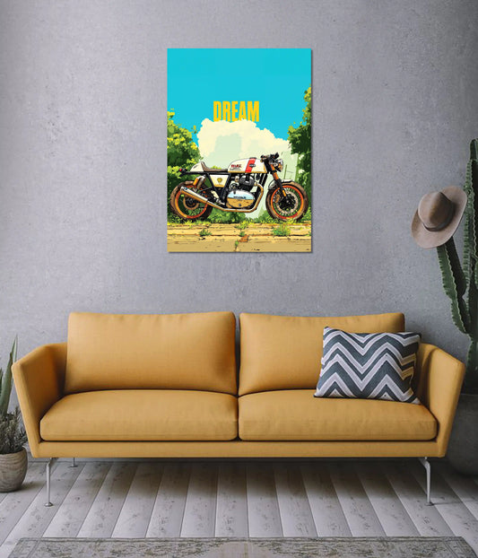 Dream Ride – Cafe Racer Motorcycle Wall Poster on Wall - Everanta