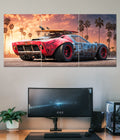 Retro Surf Car Sunset Split Poster