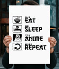 Eat Sleep Anime Repeat – Otaku Poster