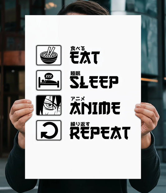Eat Sleep Anime Repeat – Otaku Poster Main Image - Everanta