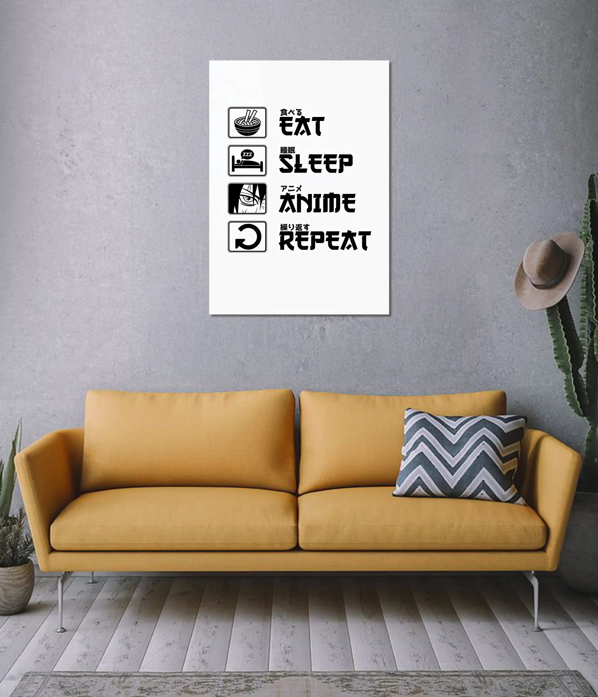 Eat Sleep Anime Repeat – Otaku Poster on Wall - Everanta