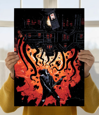 Eddie’s Upside Down Guitar Scene – Stranger Things Poster Main Image - Everanta