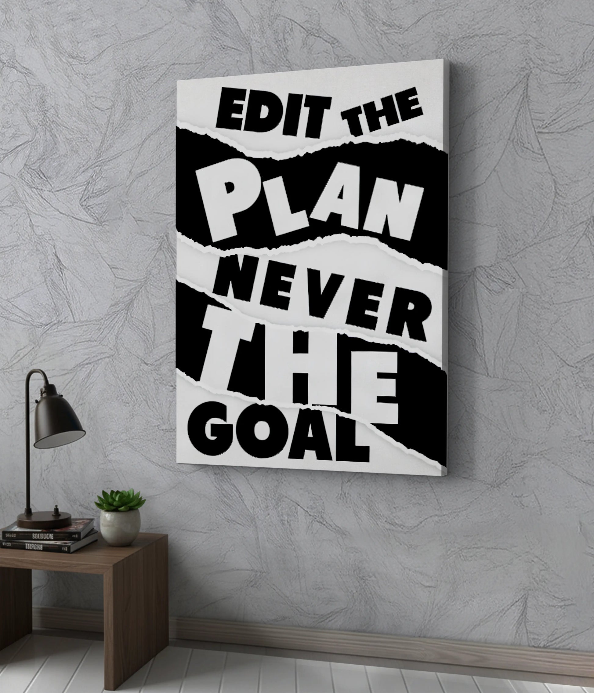 Edit the Plan, Never the Goal – Motivational Canvas Print on Wall - Everanta