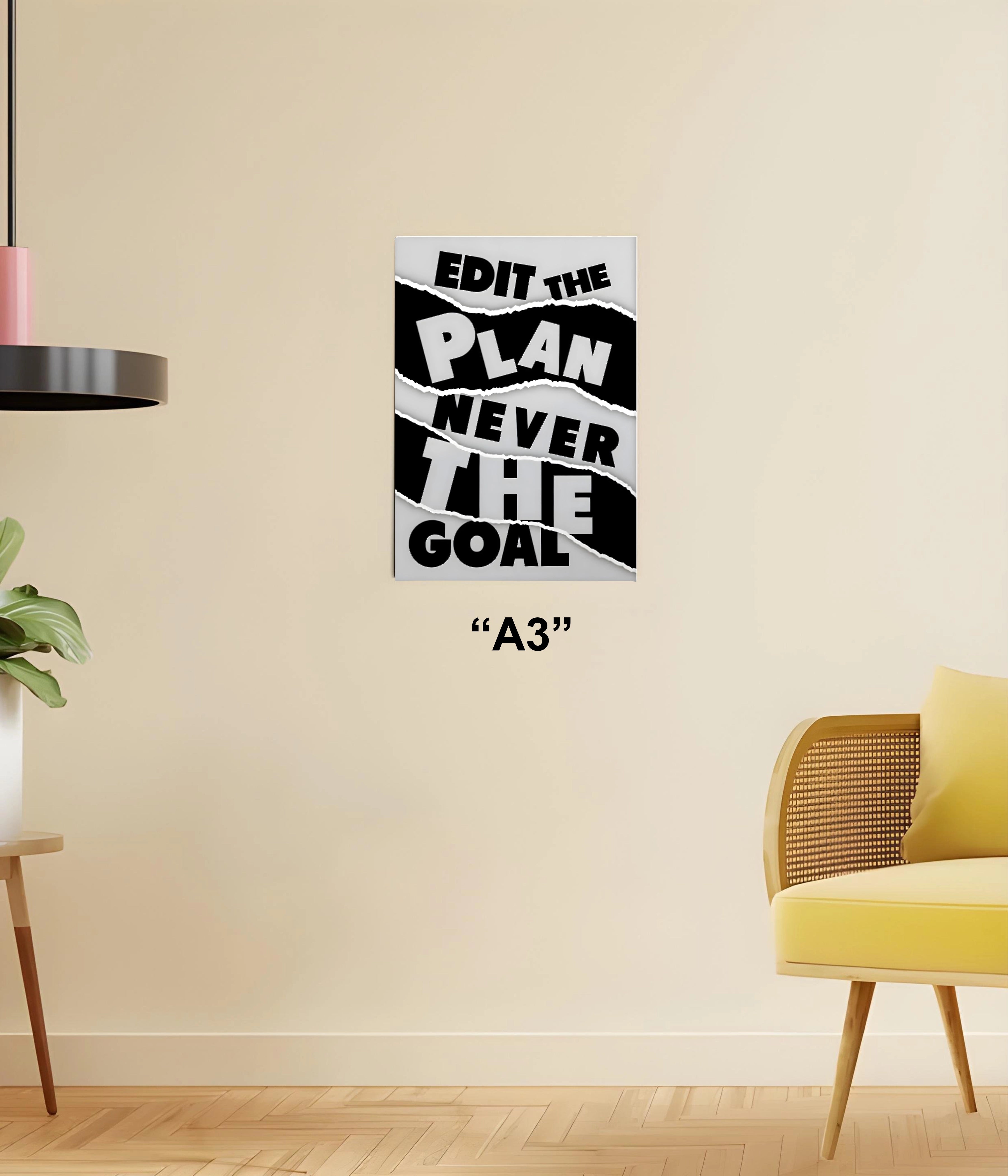 Edit the Plan Never the Goal – Motivational Poster A3 Size - Everanta