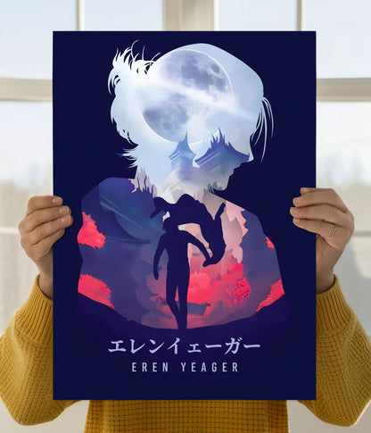 Eren Yeager Silhouette Art – Attack on Titan Poster Main Image - Everanta