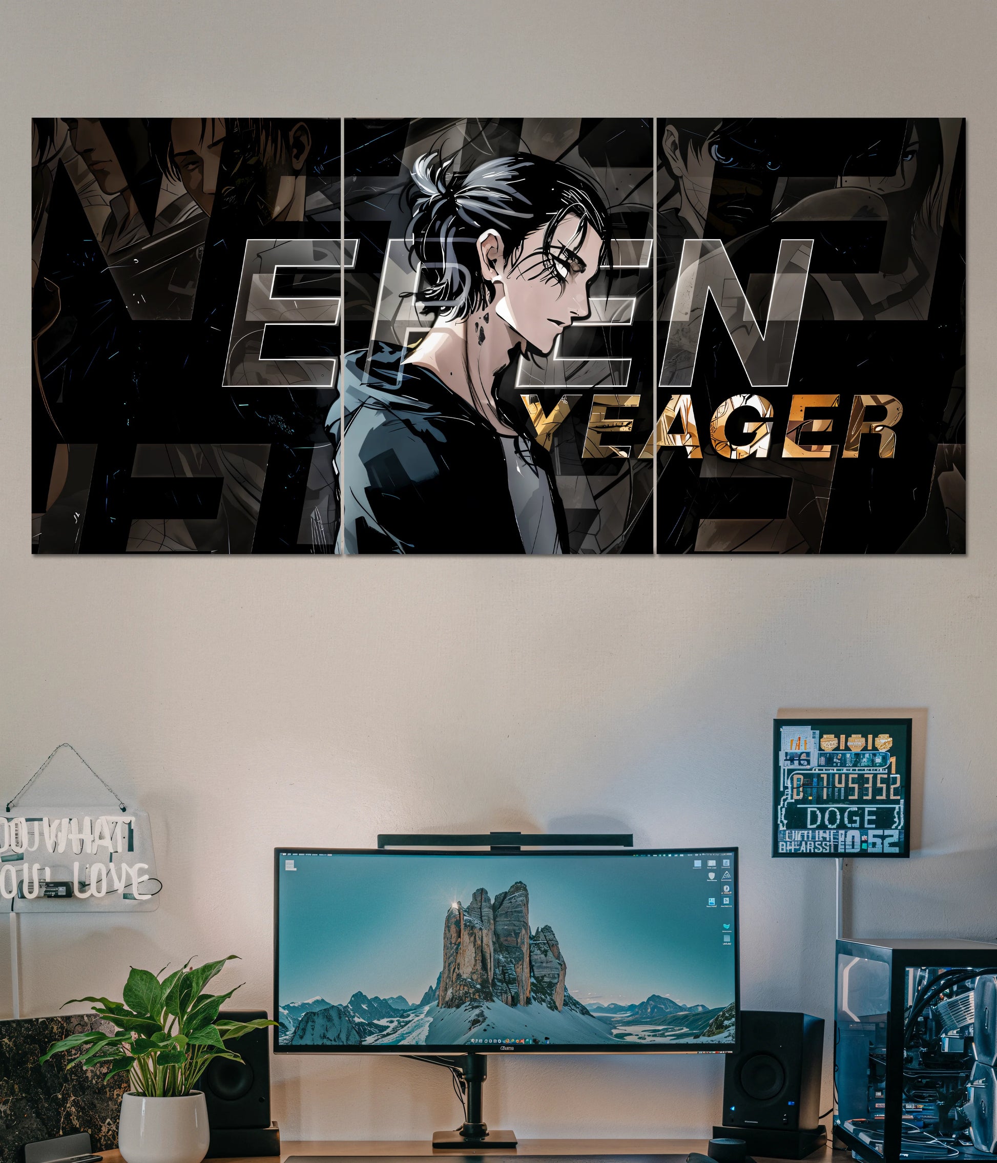 Eren Yeager Split Poster – Attack on Titan Wall Art Main Image - Everanta