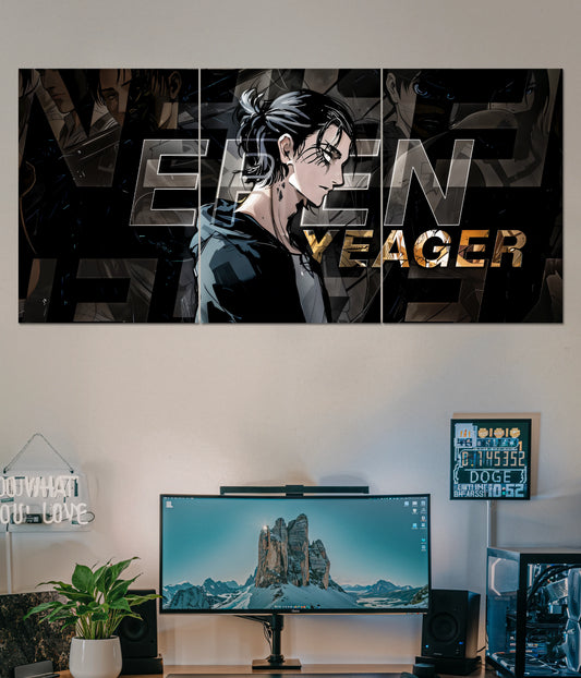 Eren Yeager Split Poster – Attack on Titan Wall Art Main Image - Everanta