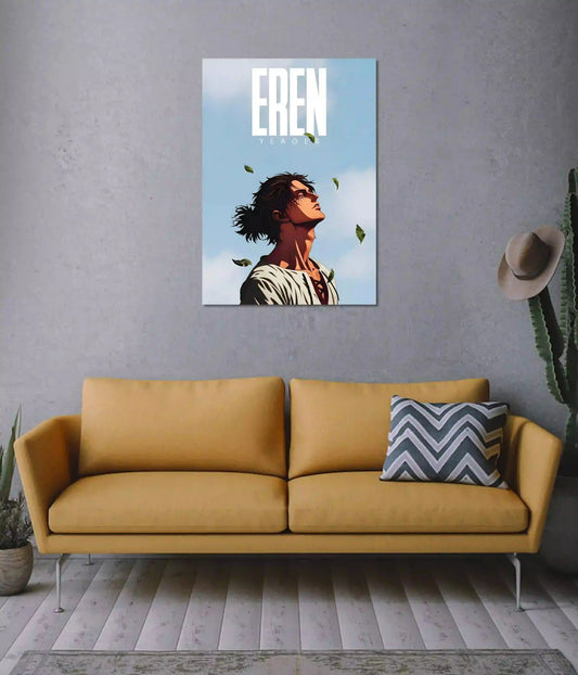 Eren Yeager Wings of Freedom Wall Poster on Wall - Everanta