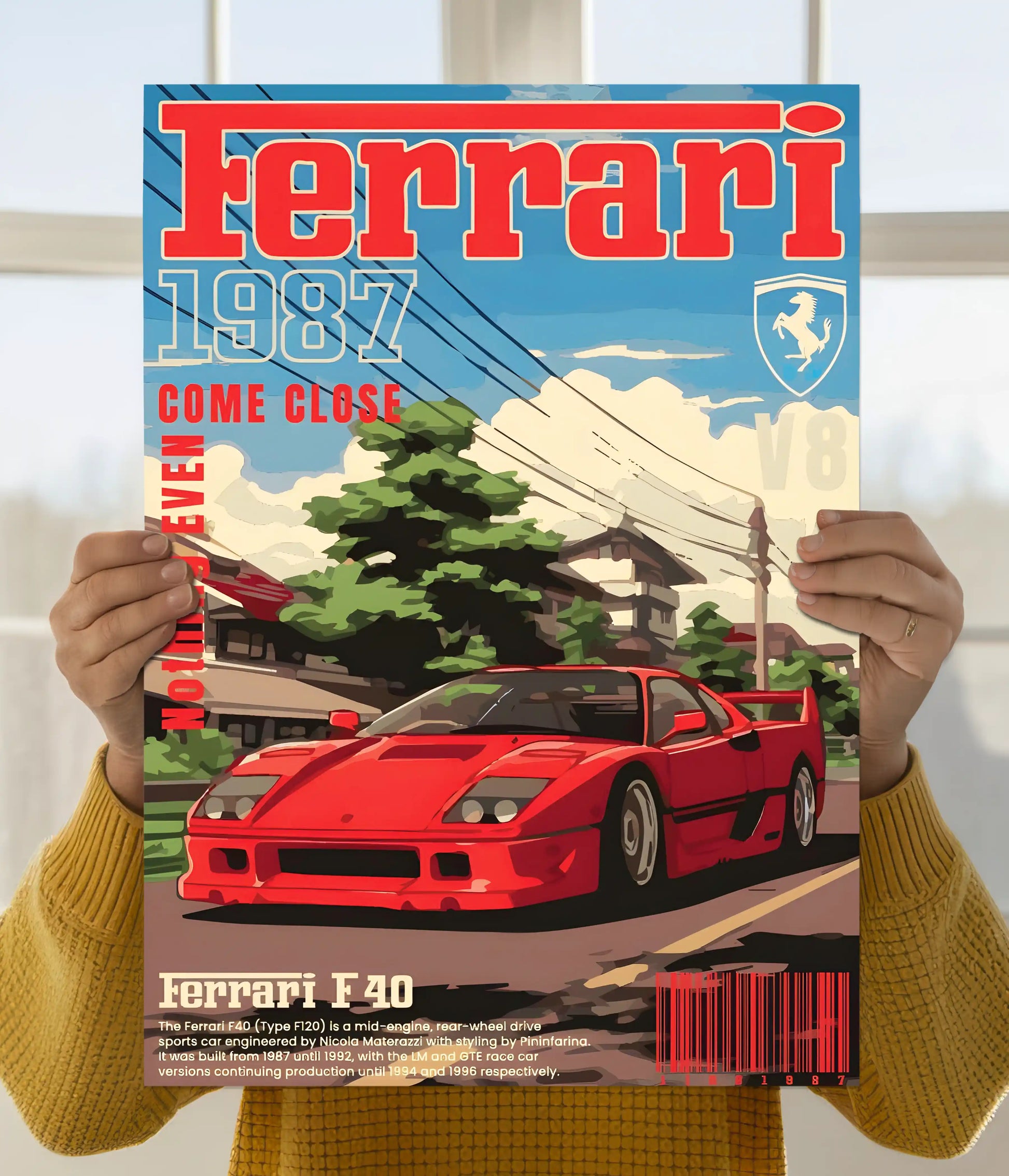 Ferrari F40 Retro Art Wall Poster Main Image - Everanta