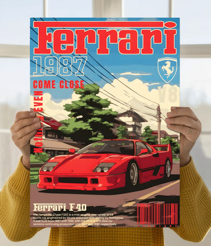 Ferrari F40 Retro Art Wall Poster Main Image - Everanta