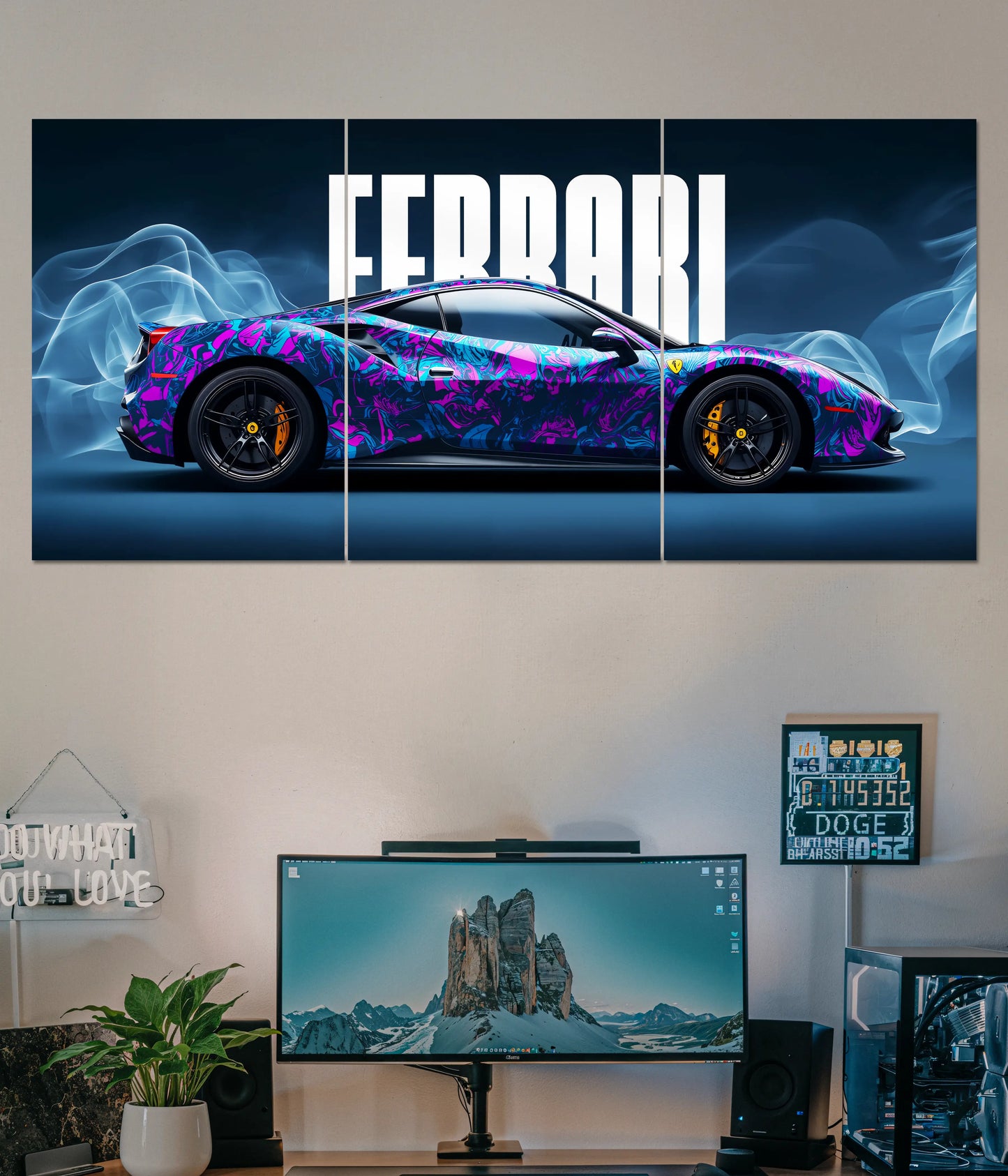 Ferrari Split Poster – Exotic Supercar Wall Art for Car Lovers Main Image - Everanta