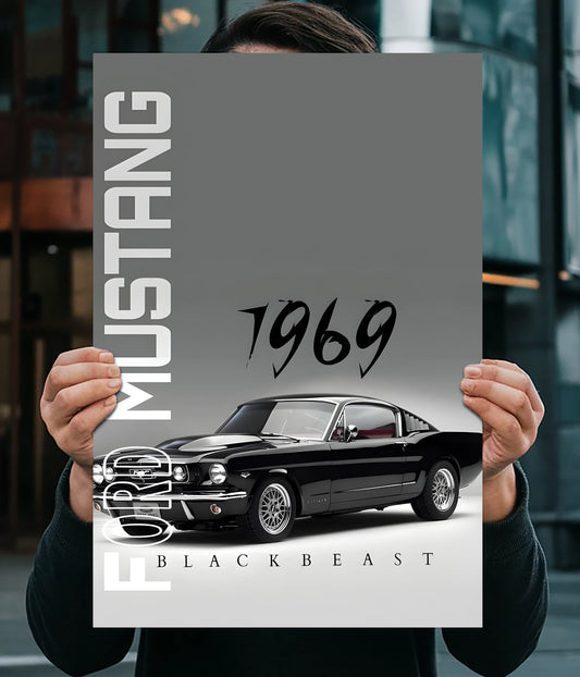 Ford Mustang 1969 – Black Beast Wall Poster Main Image - Everanta