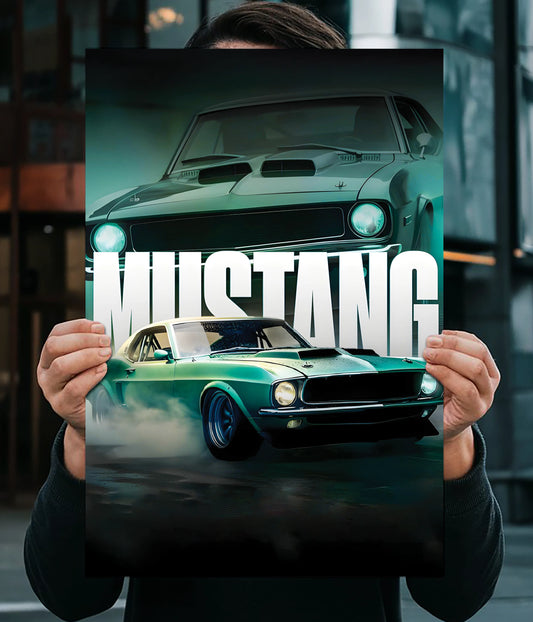 Ford Mustang Wall Poster – Vintage Muscle Car for Car Lovers Main Image - Everanta