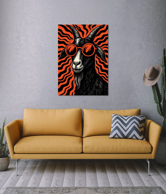 Funky Goat Aesthetic Wall Poster on Wall - Everanta