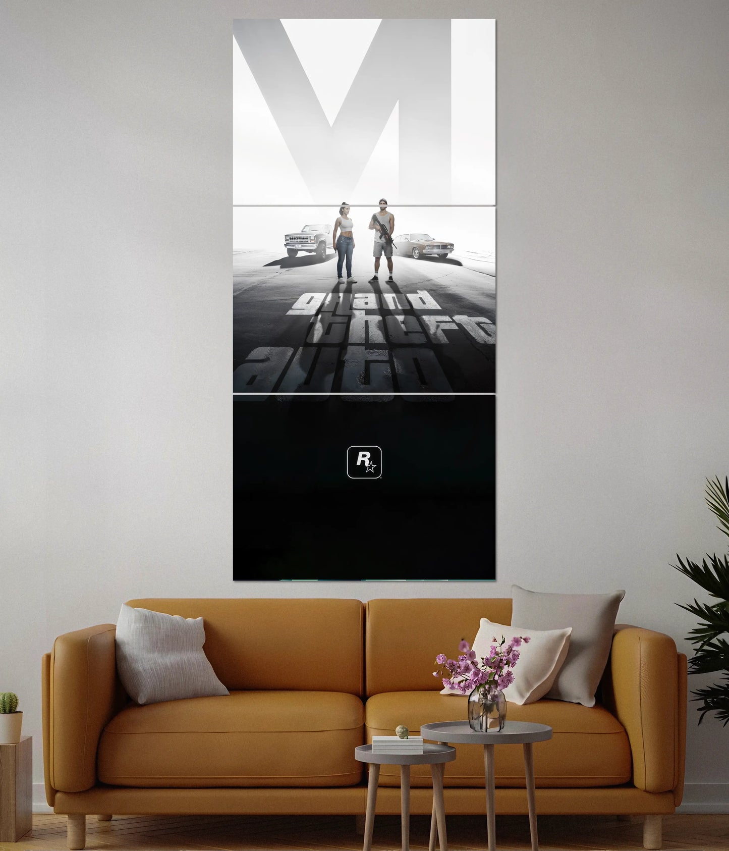 GTA 6 Split Wall Poster – Grand Theft Auto Gaming Art - Everanta