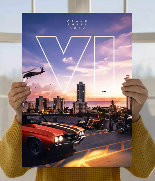 GTA 6 Sunset Cityscape Gaming Wall Poster Main Image - Everanta