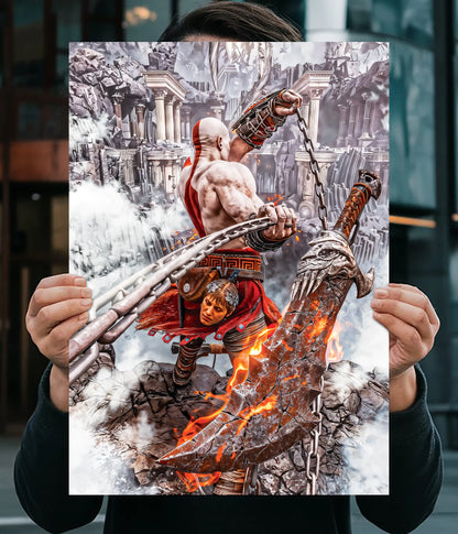 God of War Kratos Epic Battle Gaming Wall Poster Main Image - Everanta