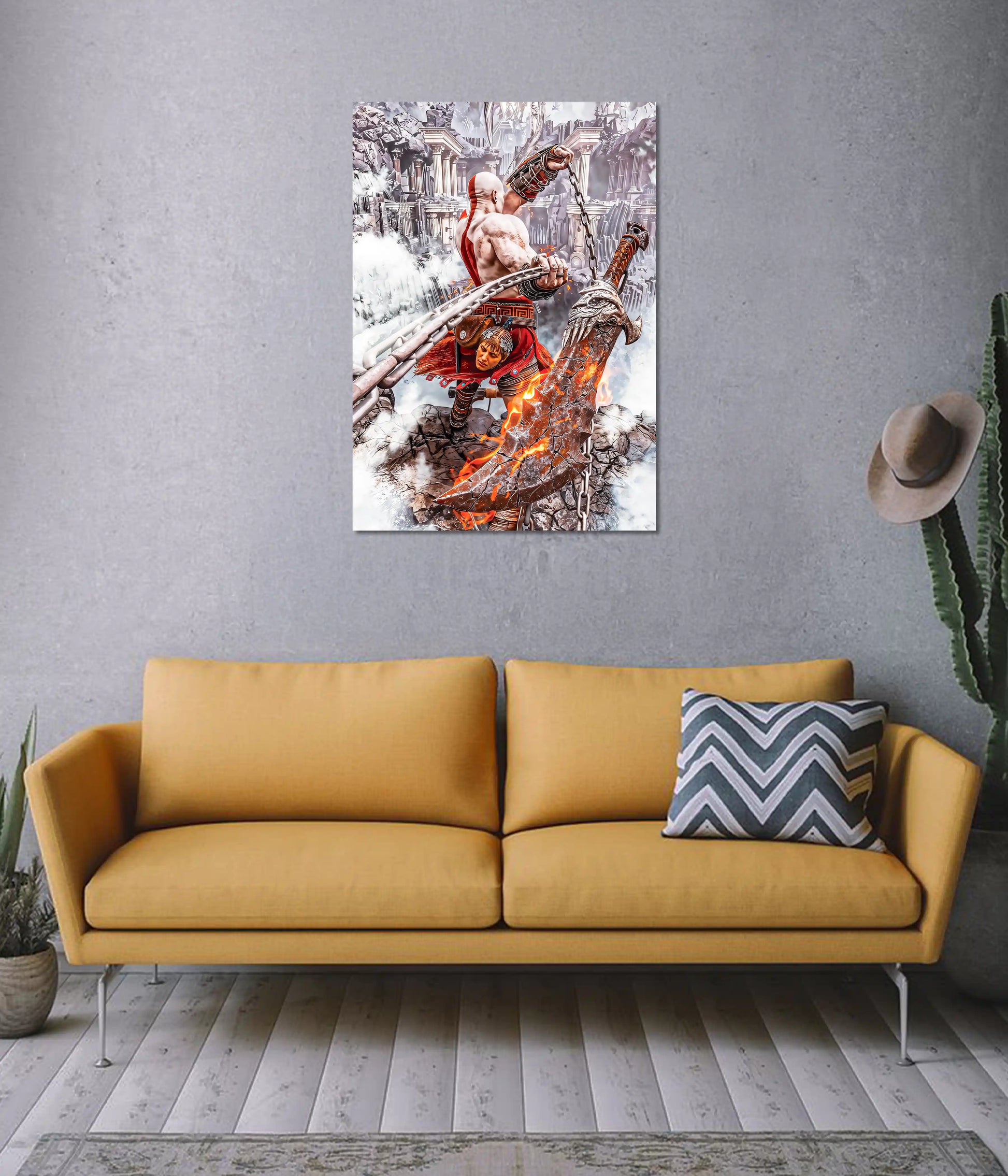 God of War Kratos Epic Battle Gaming Wall Poster on Wall - Everanta