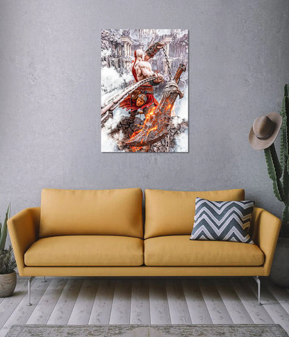God of War Kratos Epic Battle Gaming Wall Poster on Wall - Everanta