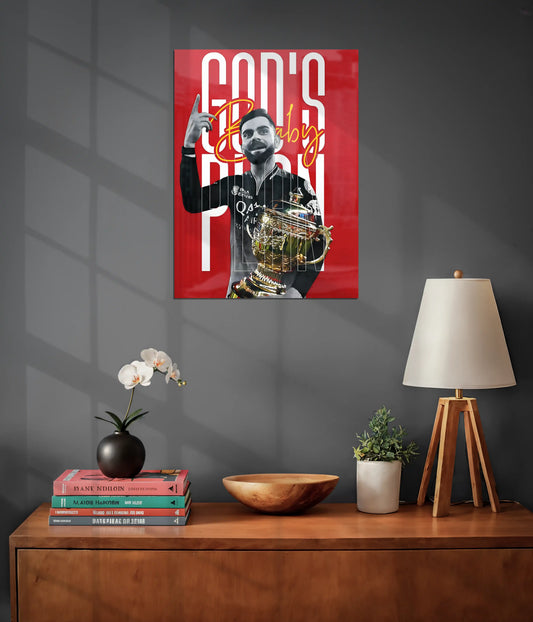 God’s Plan Baby – Virat Kohli Victory Metal Poster on Wall - Everanta