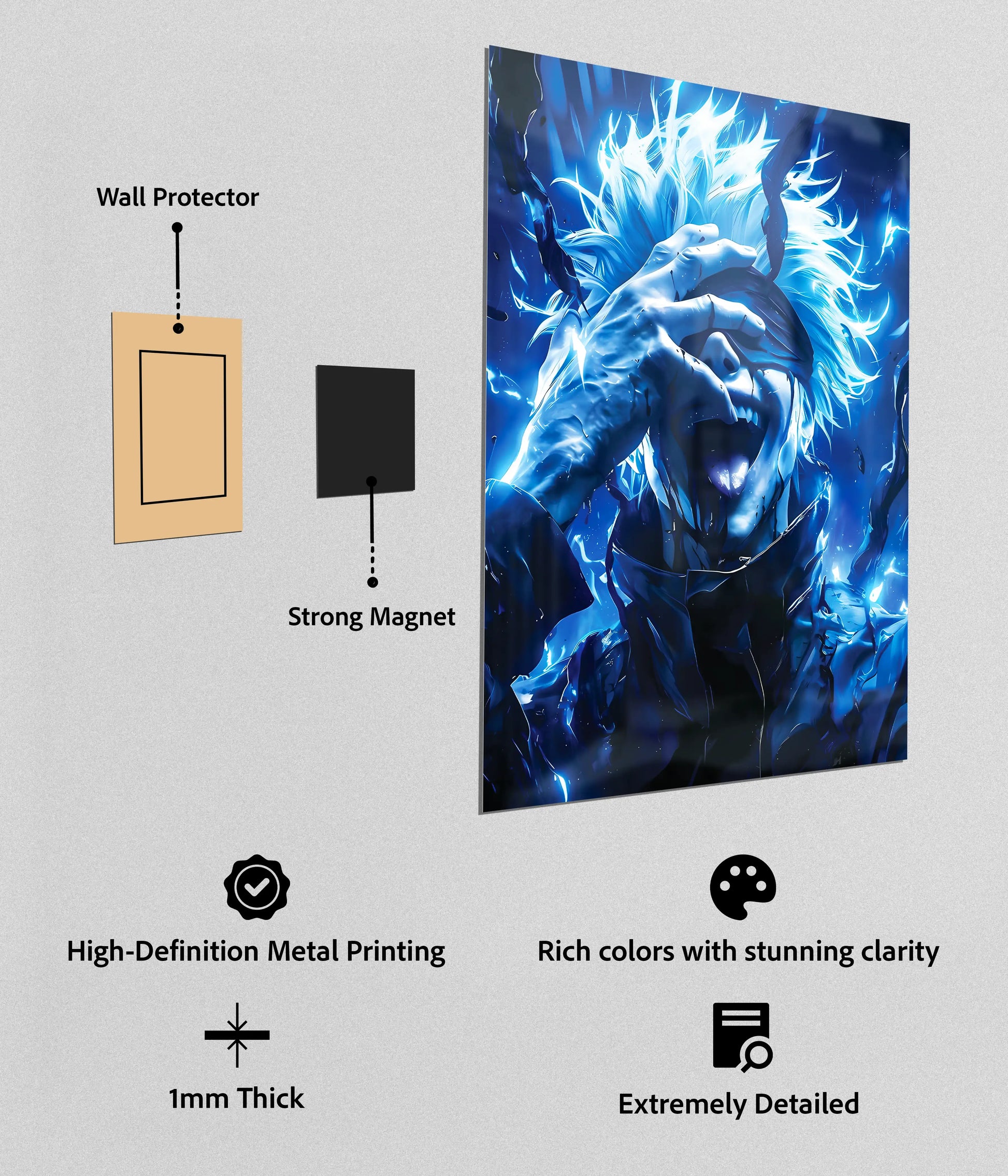 Gojo Satoru – Limitless Awakening Metal Poster with Magnets - Everanta