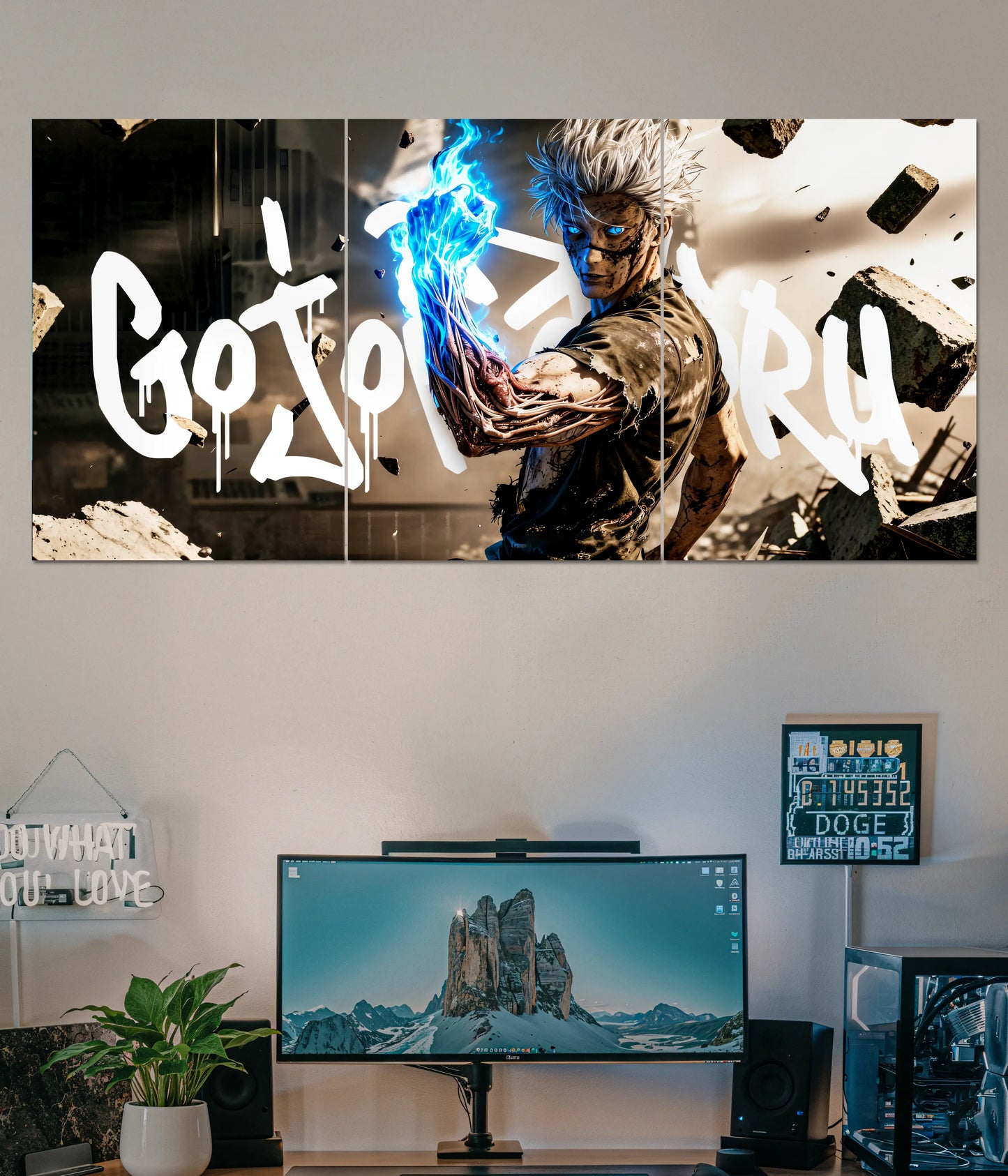 Gojo Satoru Split Poster – Limitless Power Anime Wall Art Main Image - Everanta