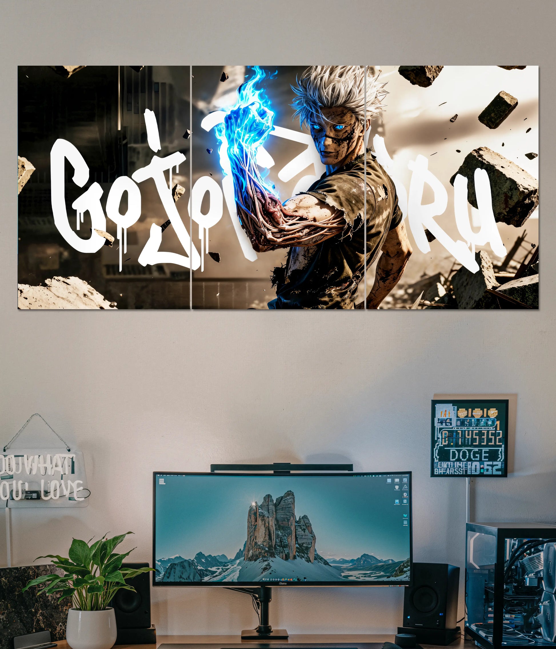 Gojo Satoru Split Poster – Limitless Power Anime Wall Art Main Image - Everanta