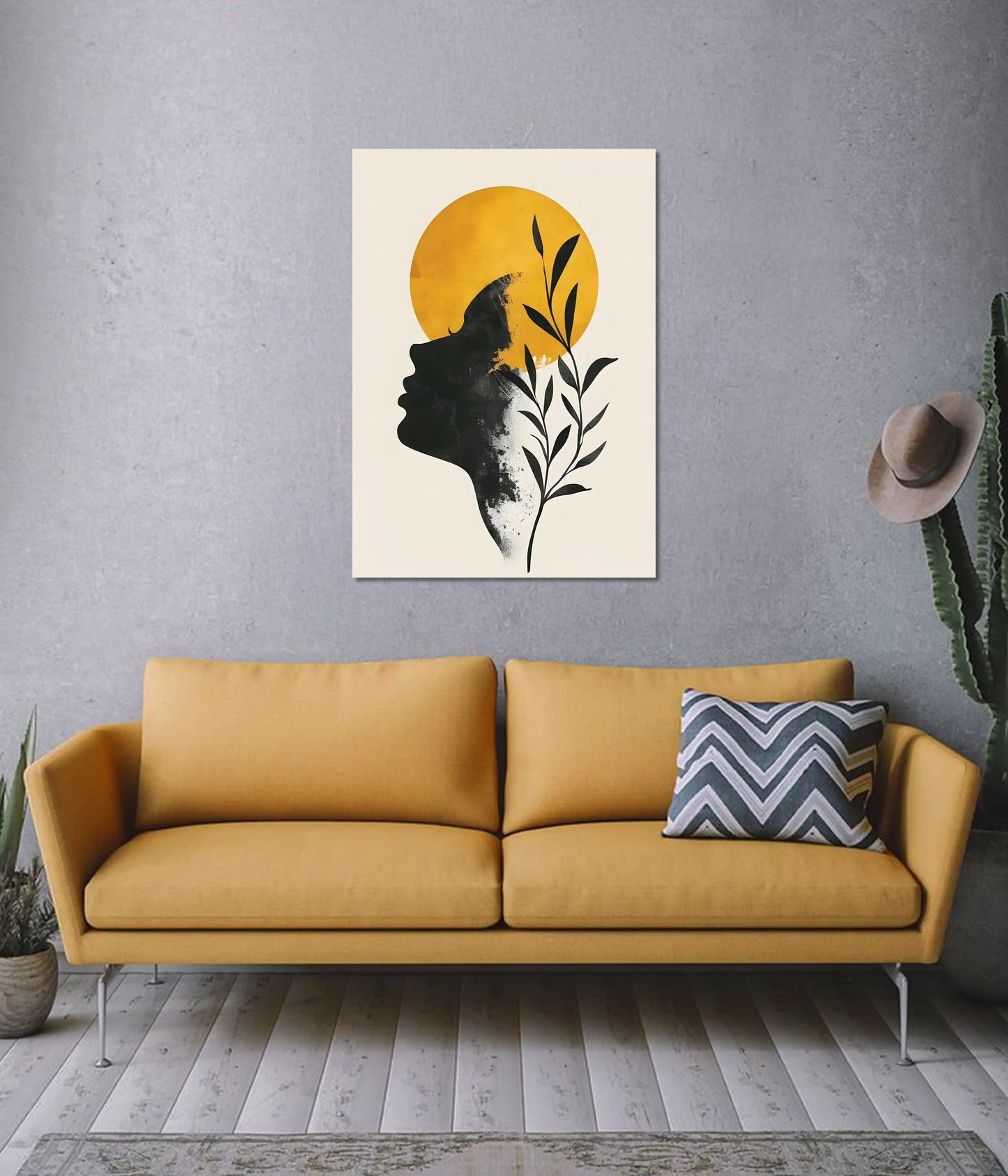Golden Glow Minimalist Wall Poster on Wall - Everanta