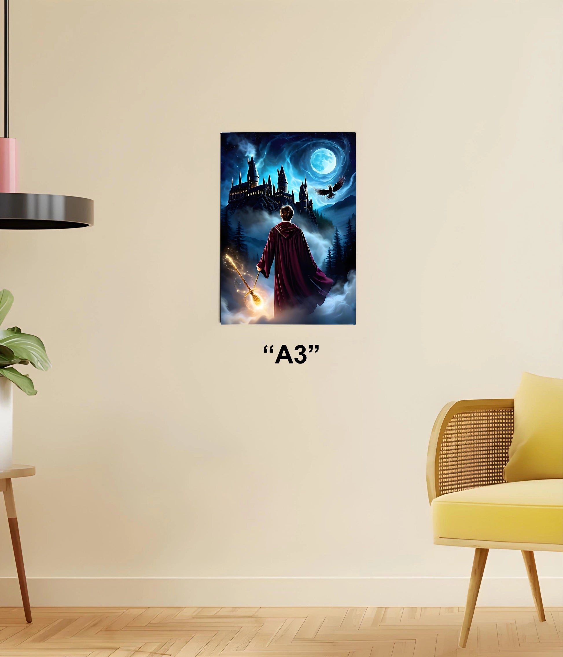 Harry Potter Watching Hogwarts – Magical Wall Poster A3 Size - Everanta